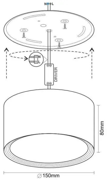 Spot LED/17W/230V 4000K d. 15 cm negru