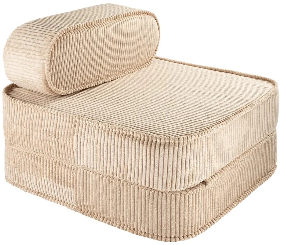 Fotoliu de copii maro deschis cu tapițerie din catifea reiată Flip – Wigiwama