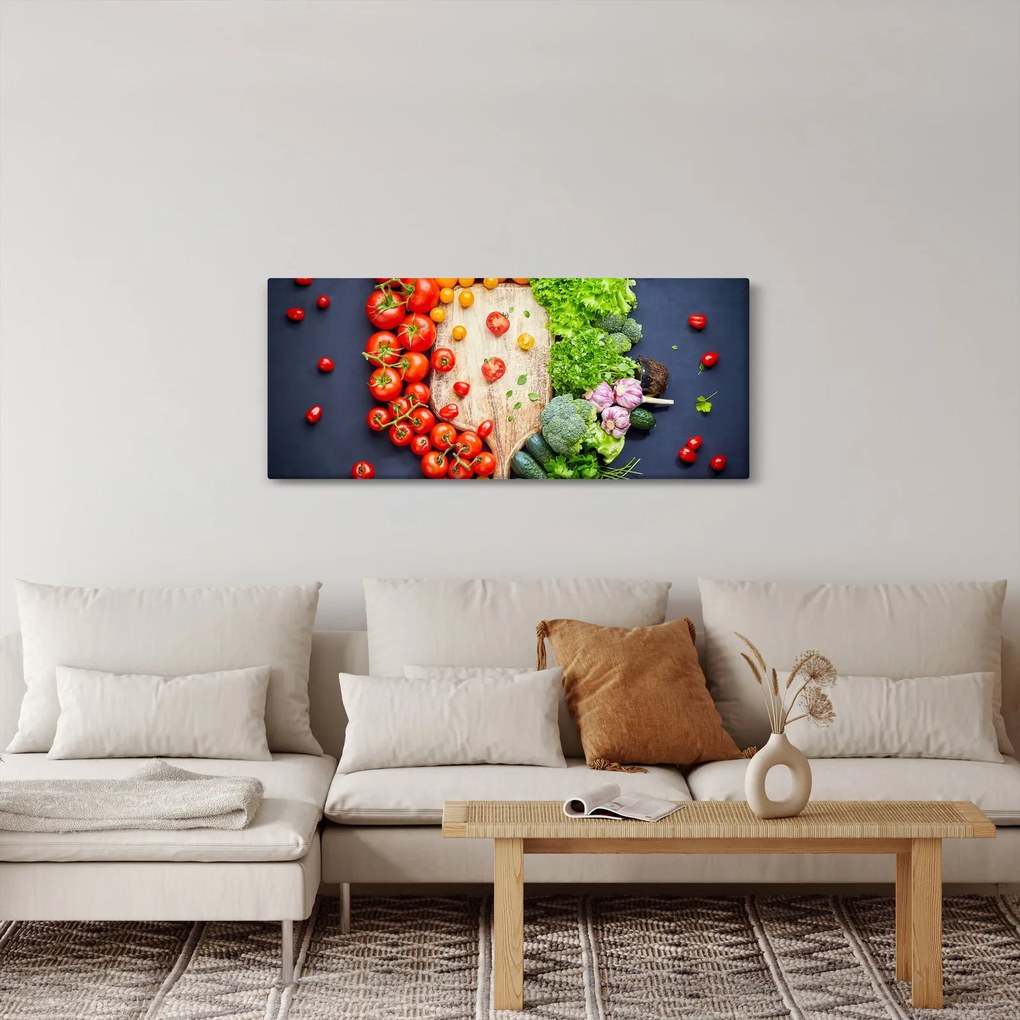 Tablou - Masa plină cu legume (120x50 cm)