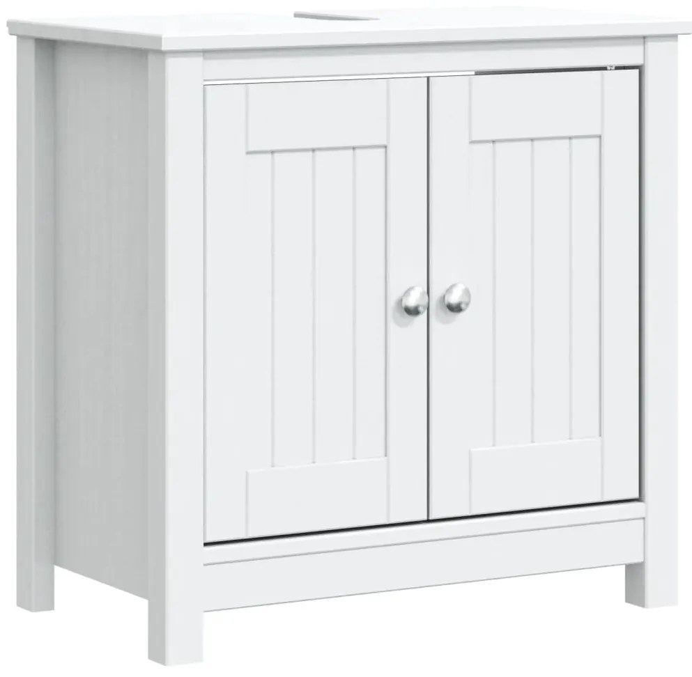 vidaXL Dulap chiuvetă de baie BERG, alb, 60x34x59 cm, lemn masiv pin