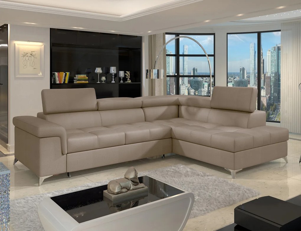 Coltar extensibil dreapta 4 locuri ELTAP, ERI-06, Eridano, 275x202x88 cm, lemn/poliester, maro deschis