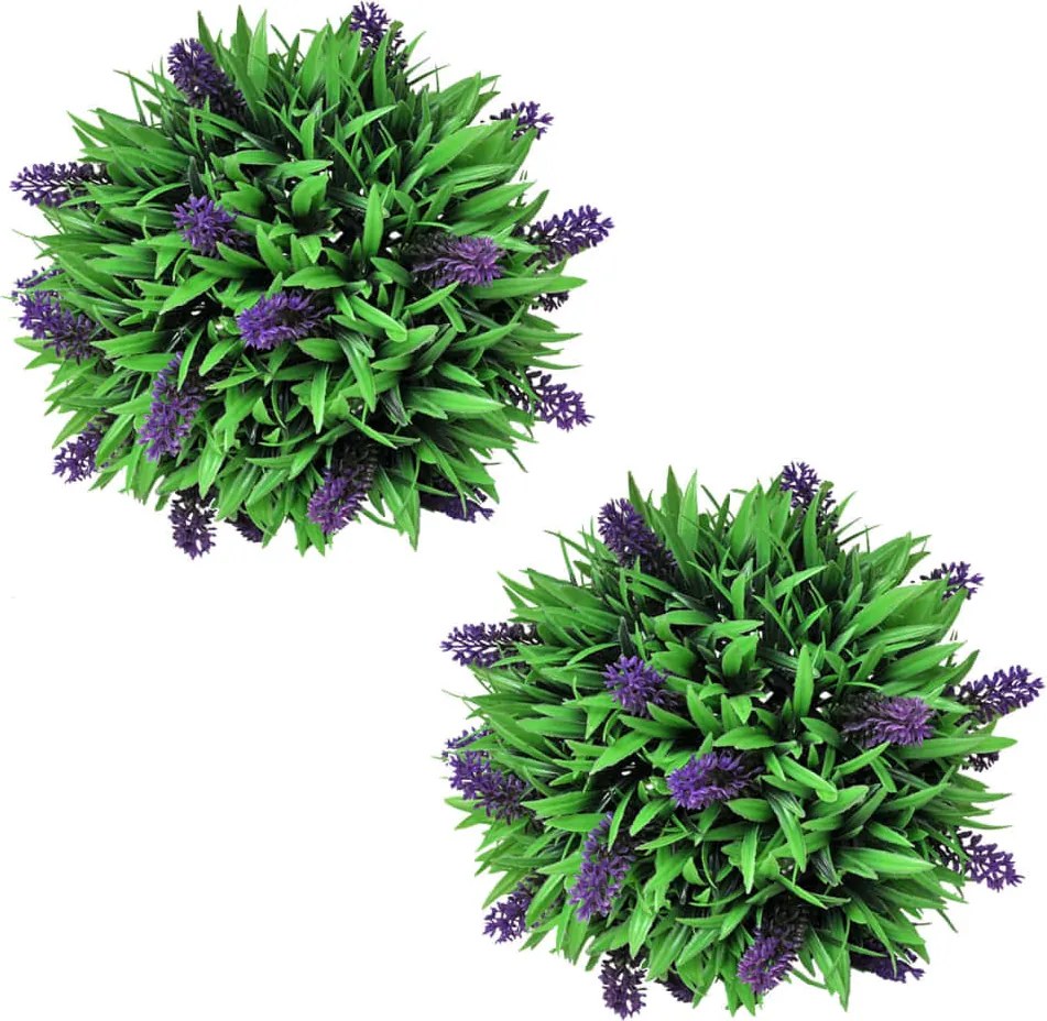 vidaXL Set arbuști ornamentali artificiali bilă cu lavandă, 2 buc., 28 cm