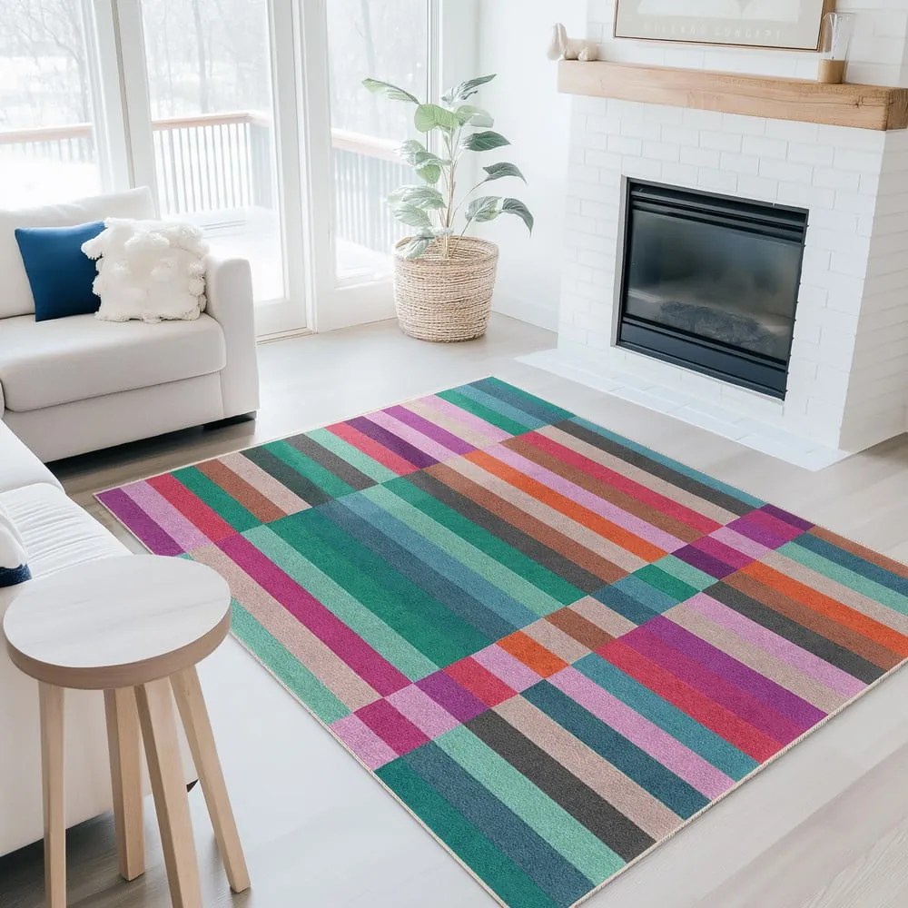 Covor tip traversă turcoaz lavabil 60x230 cm Acid Rain – Mila Home