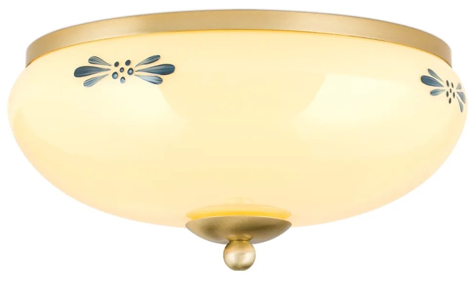 Plafoniera clasica Landhaus 28cm alama satin/ sticla champagne decor albastru