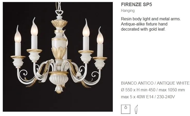 Candelabru 5 brate diametru 55cm FIRENZE SP5 012865