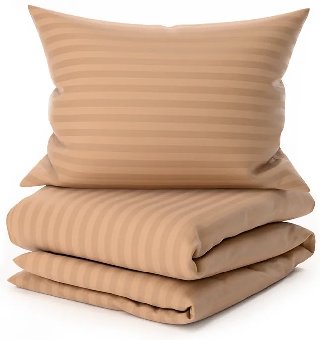 Lenjerie de pat din microfibra JASMINE maro - dunga 2 cm Dimensiune lenjerie de pat: 70 x 90 cm | 140 x 220 cm