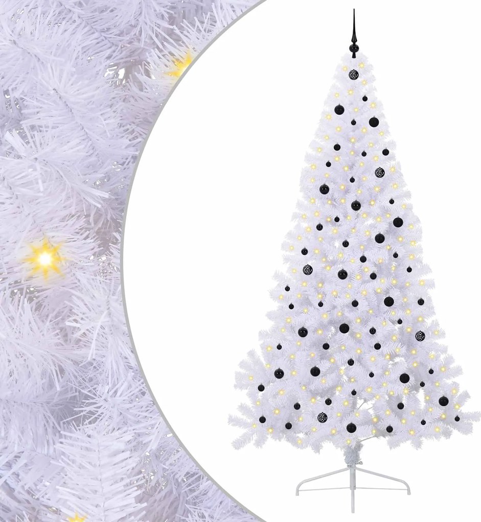 vidaXL Brad de Crăciun artificial cu 300 LED Alb 240 cm PVC și Oțel