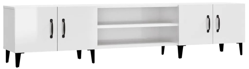 816266 vidaXL Comodă TV, alb extralucios, 180x31,5x40 cm, lemn prelucrat