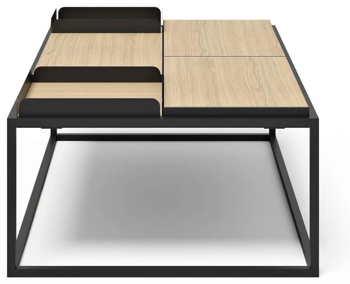 Măsuță de cafea negru-natural cu blat cu aspect de lemn de stejar 75x120 cm Douro – TemaHome