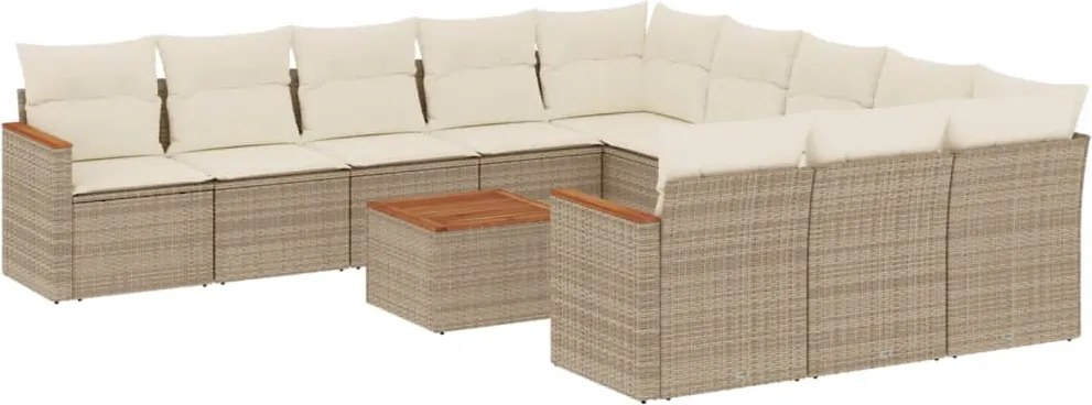vidaXL Set canapele de grădină cu perne, 12 piese, bej, poliratan