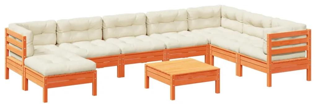 3299589 vidaXL Set mobilier de grădină cu perne, 9 piese, lemn masiv de pin