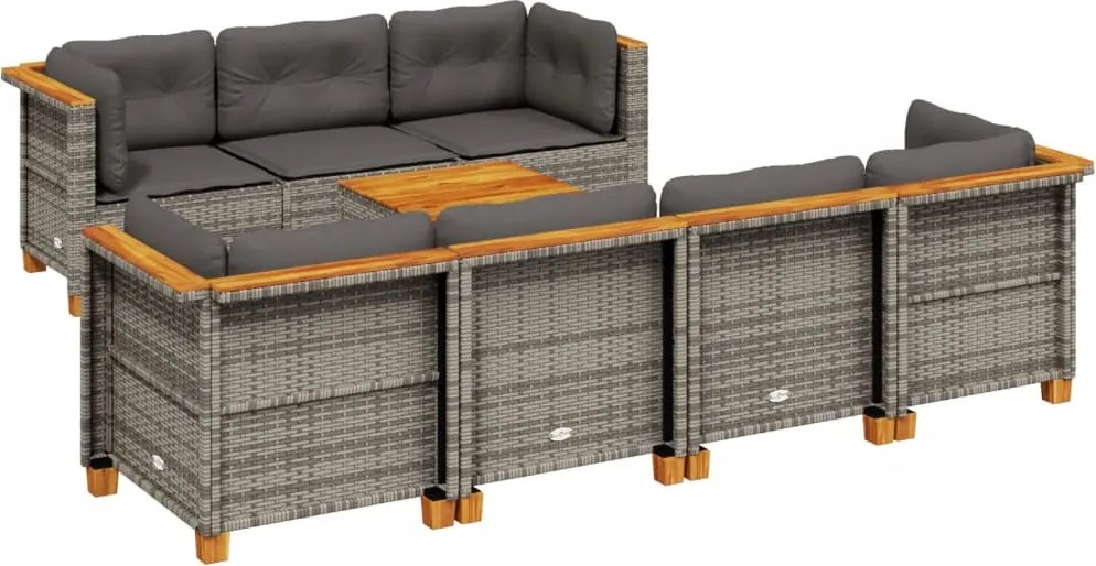 vidaXL Set canapele de grădină cu perne, 8 piese, gri, poliratan