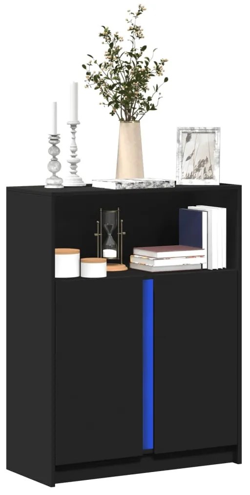 vidaXL Dulap cu LED, negru, 77x34x100 cm, lemn prelucrat