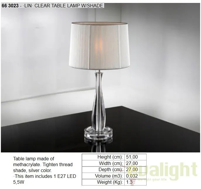 Veioza LED / Lampa de masa H-51cm, Lin SV 663023