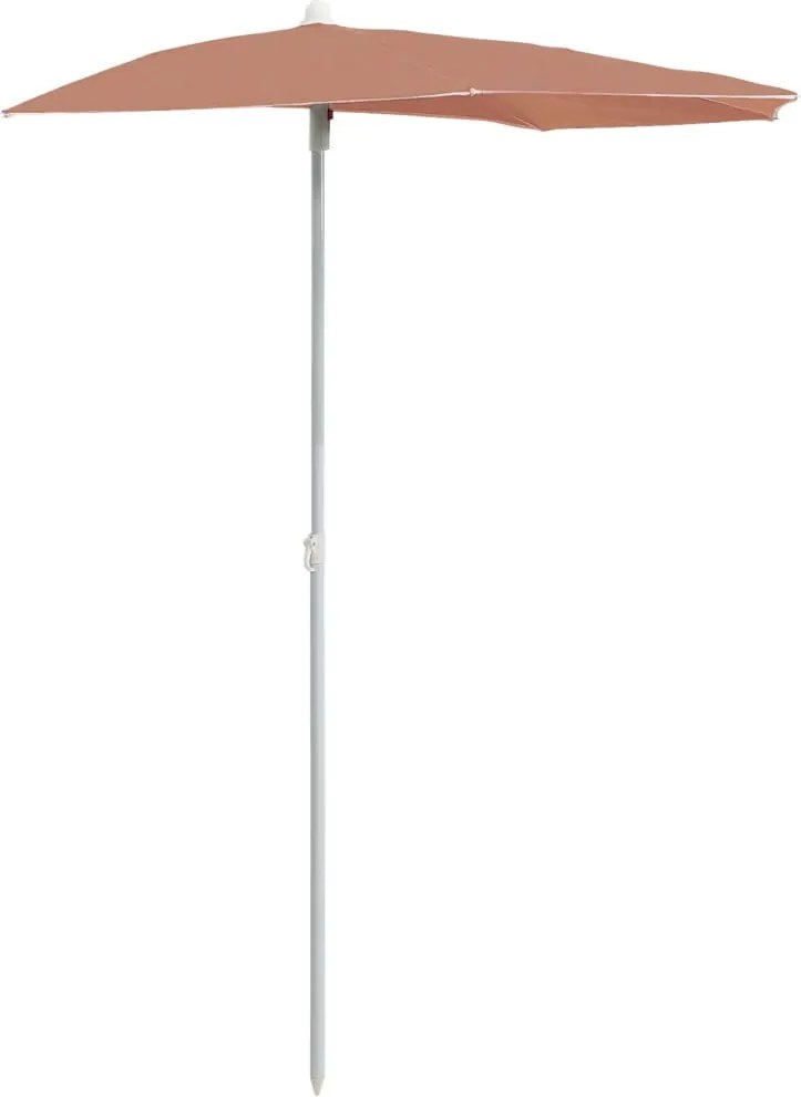 vidaXL Umbrelă de grădină cu stâlp, cărămiziu, 180x90 cm, semirotundă