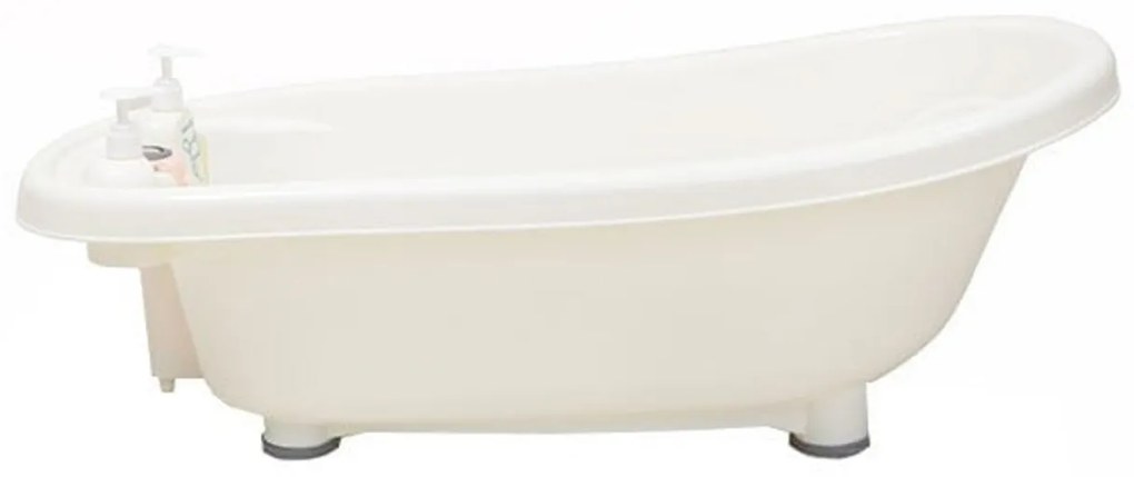 Cadita ergonomica pentru bebelusi si copii NOVOKIDS™ Baby Bubbles , Cu dispensor sapun si sampon incluse, Dimensiuni 95x48x88 cm, Alb cu Roz