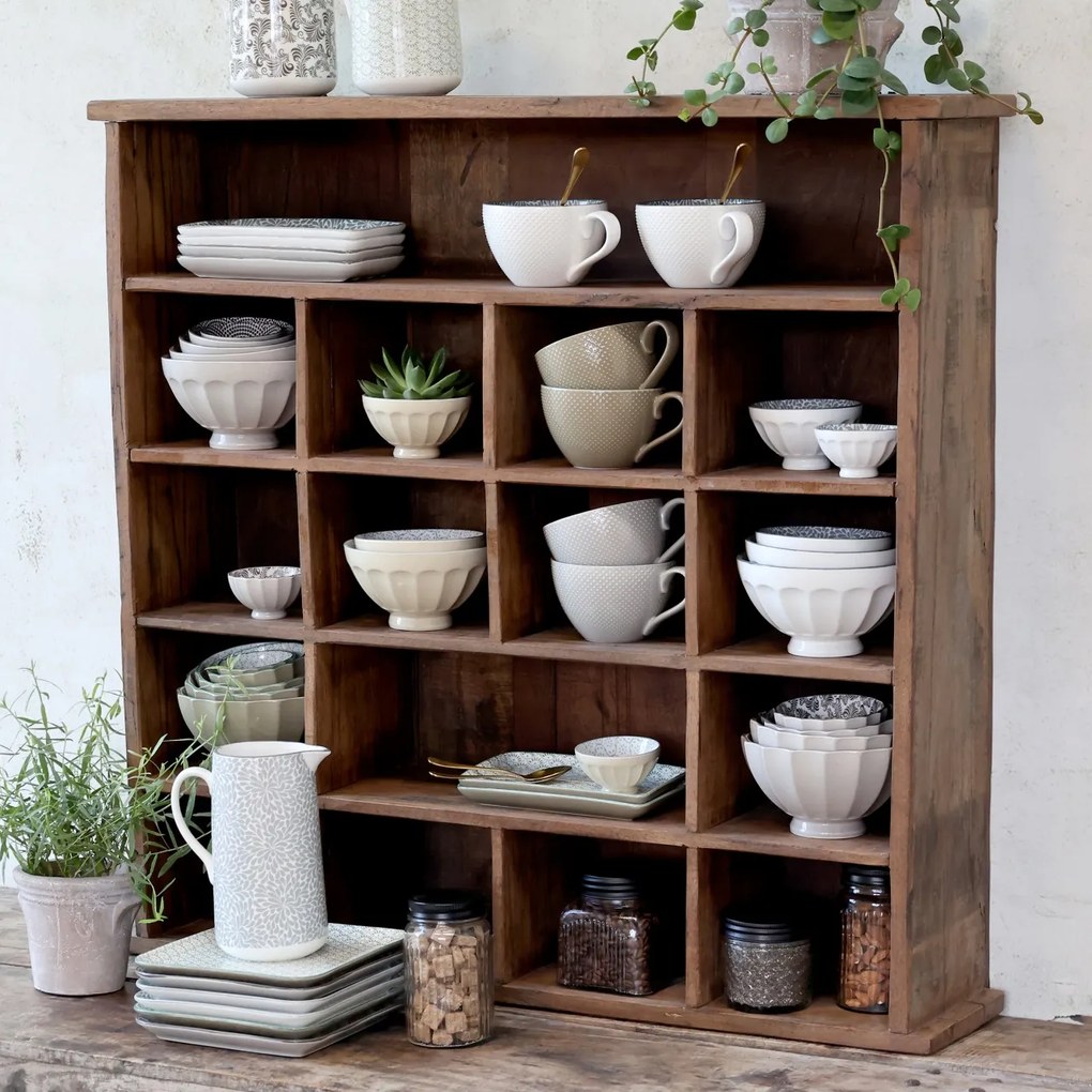 Etajeră din lemn reciclat, cu compartimente, stil rustic, Grimaud