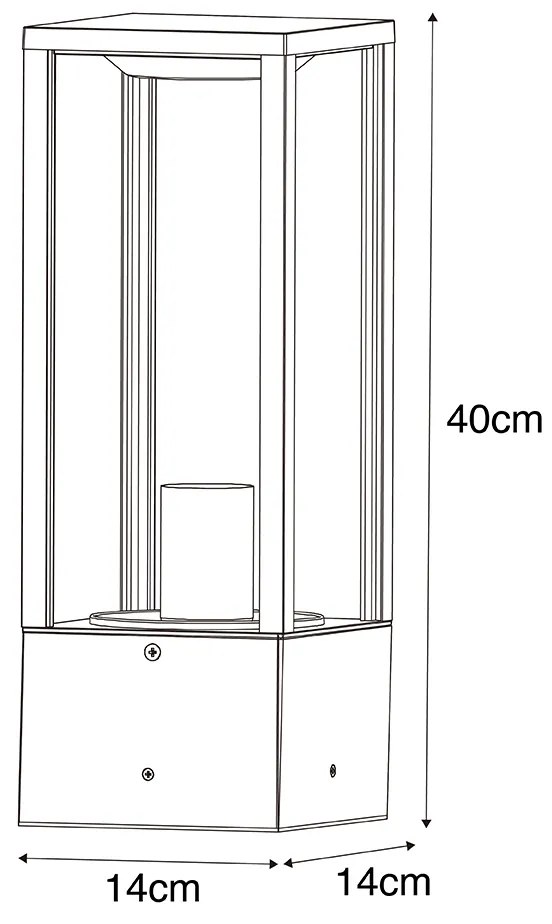 Lampă de podea inteligentă de exterior neagră cu sticlă canelată 40 cm incl. WiFi A60 - Charlois