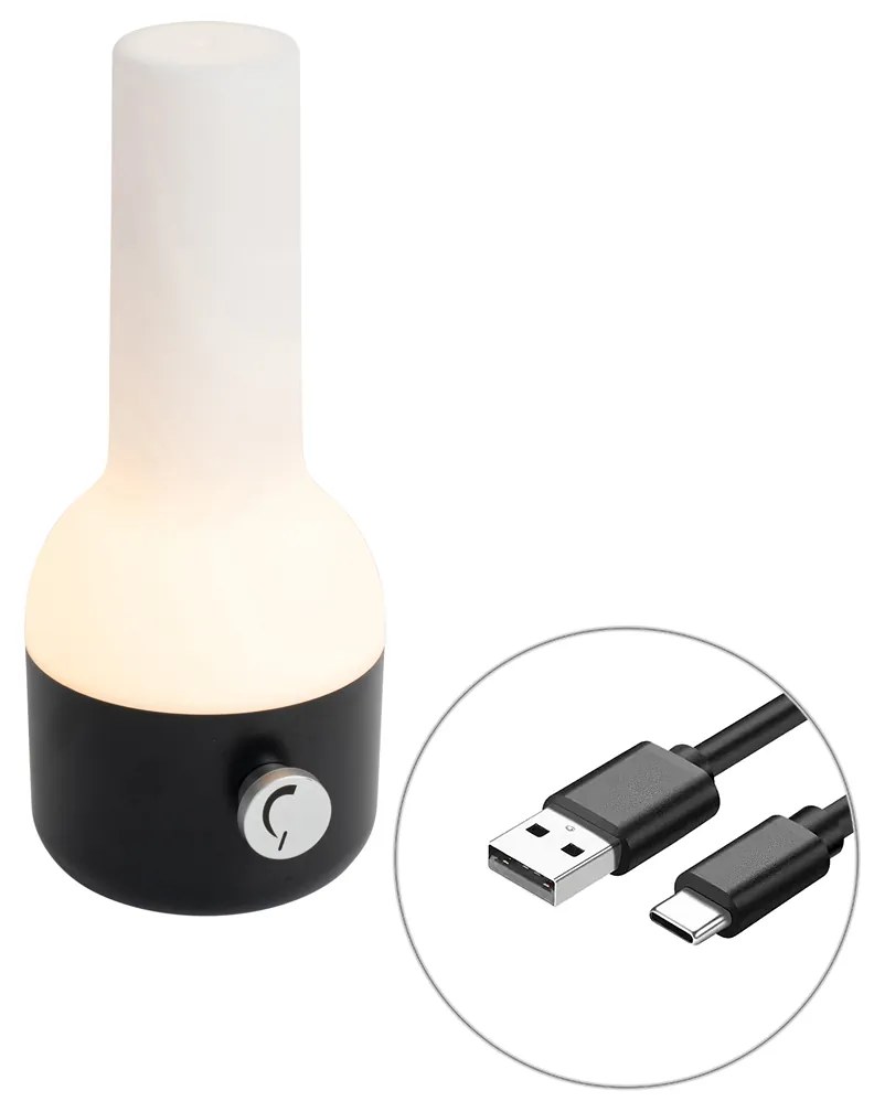 Lampă de masă exterioară alb-negru cu LED reîncărcabil IP44 - Haard