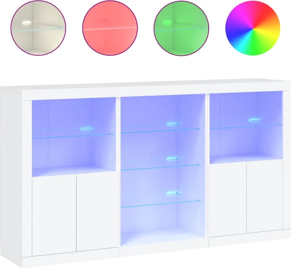vidaXL Servantă cu lumini LED, alb, 181,5x37x100 cm