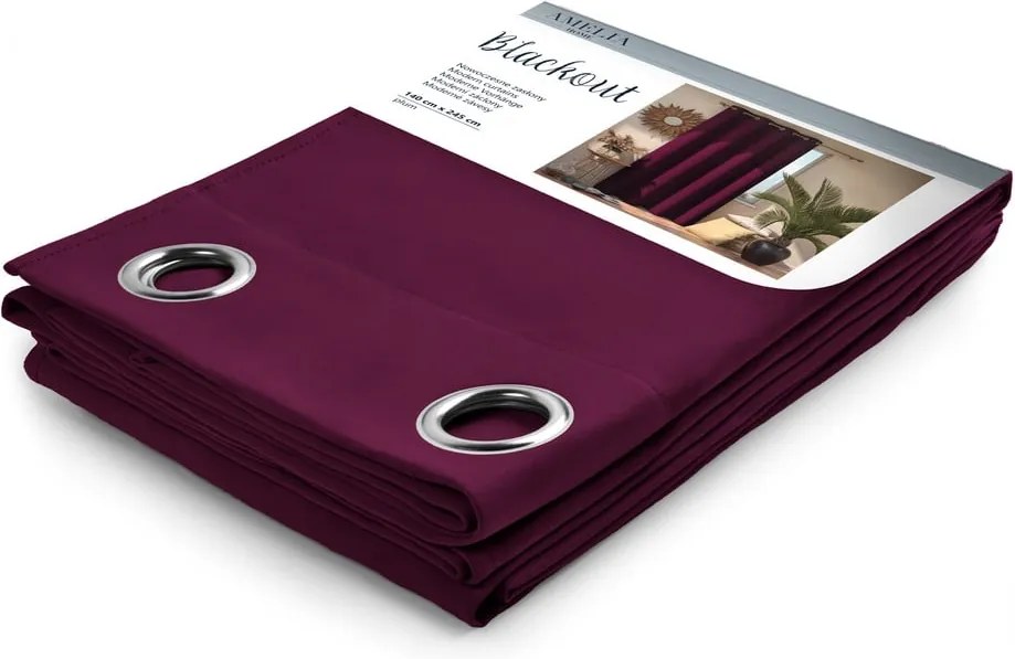 Draperie opacă AmeliaHome Eyelets Plum, 140 x 245 cm, mov prună