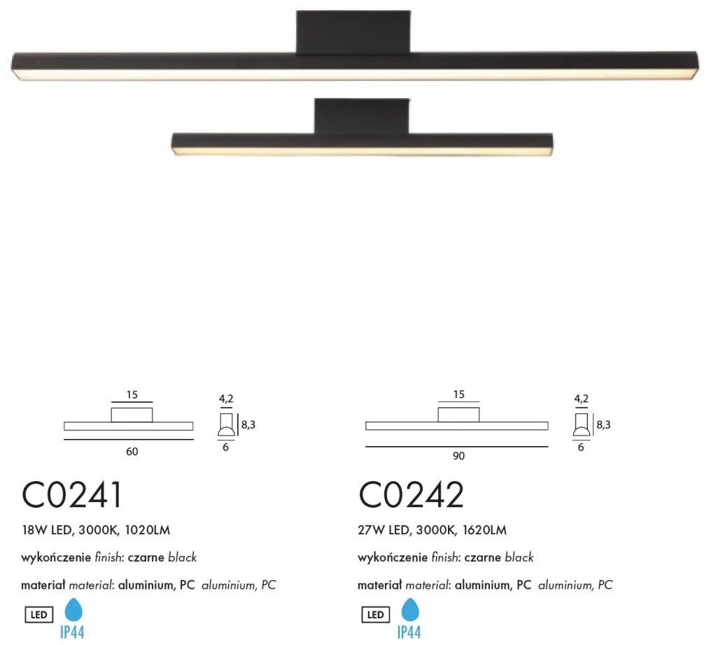Aplica de perete LED iluminat baie IP44 Tampa 60cm
