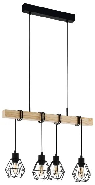 Eglo 44075 - Lustră suspendată pe cablu TOWNSHEND 4xE27/60W/230V