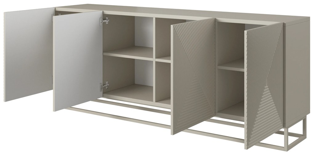 Comodă Asha 200 cm cu patru uși - casmir / cadru casmir