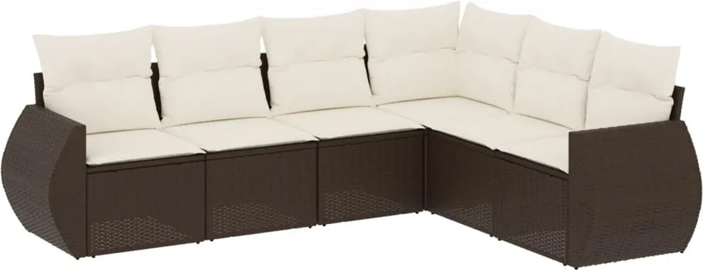 vidaXL Set canapele de grădină cu perne, 6 piese, maro, poliratan