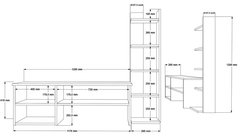 Set mobilier living Perla, Pako World, Alb, 120x29x41 cm