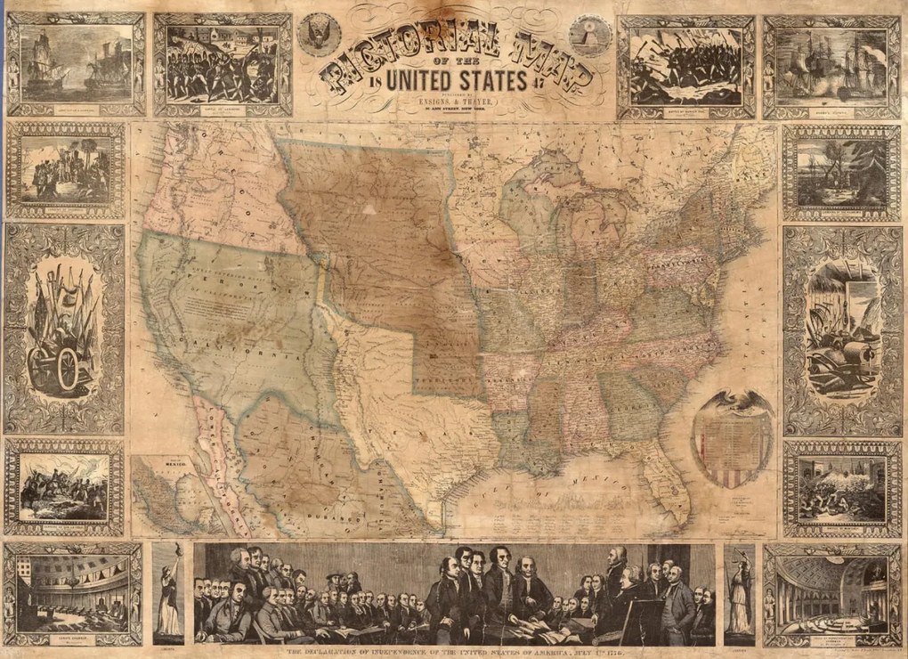 Tapet Pictorial Map of the U.S., Rebel Walls