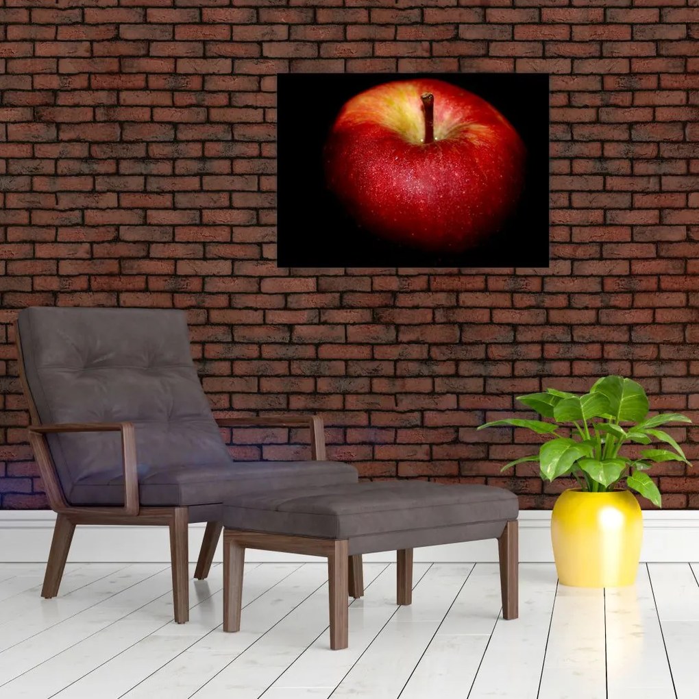 Tablou cu măr pe fundal negru (70x50 cm)