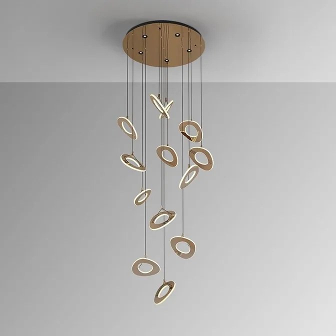 Lustra casa scarii cu 13 Pendule LED auriu roze Mirena