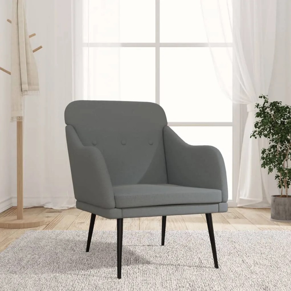 351475 vidaXL Fotoliu, gri închis, 63x76x80 cm, textil