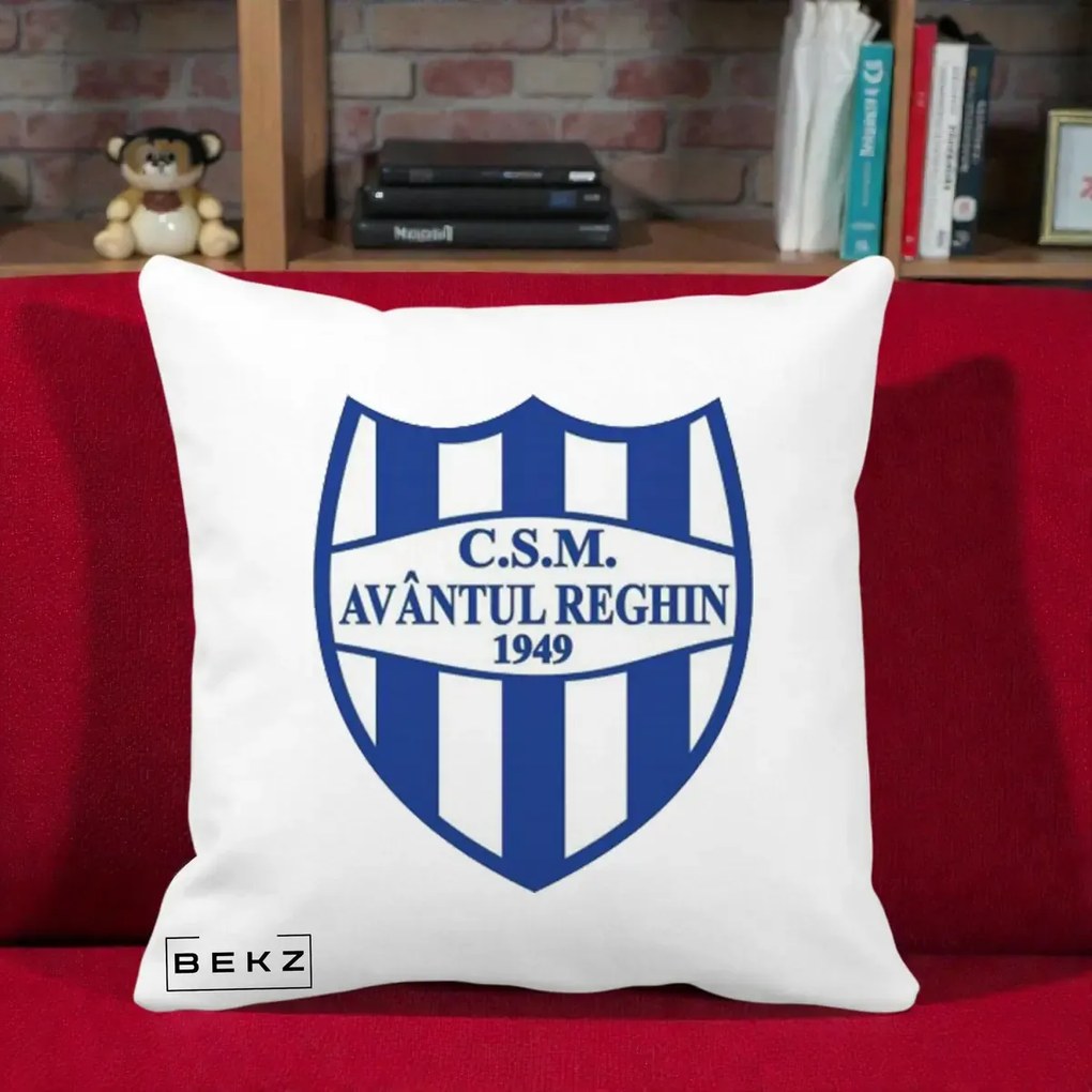 Perna Personalizata CSM Avantul Reghin 1949, 40x40 cm, Alba Mata, Husa Detasabila, Perna Inclusa, BEKZ®
