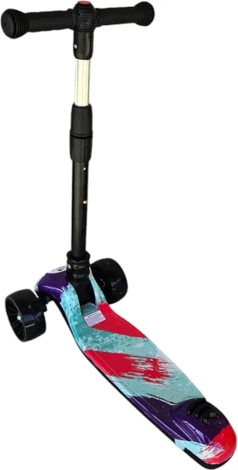 Trotineta copii cu roti luminoase din silicon NOVOKIDS™ Mini Scooter 8150, Cu melodii si lumini, 3 roti, Pliabila, Maner reglabil pe inaltime, Maxim
