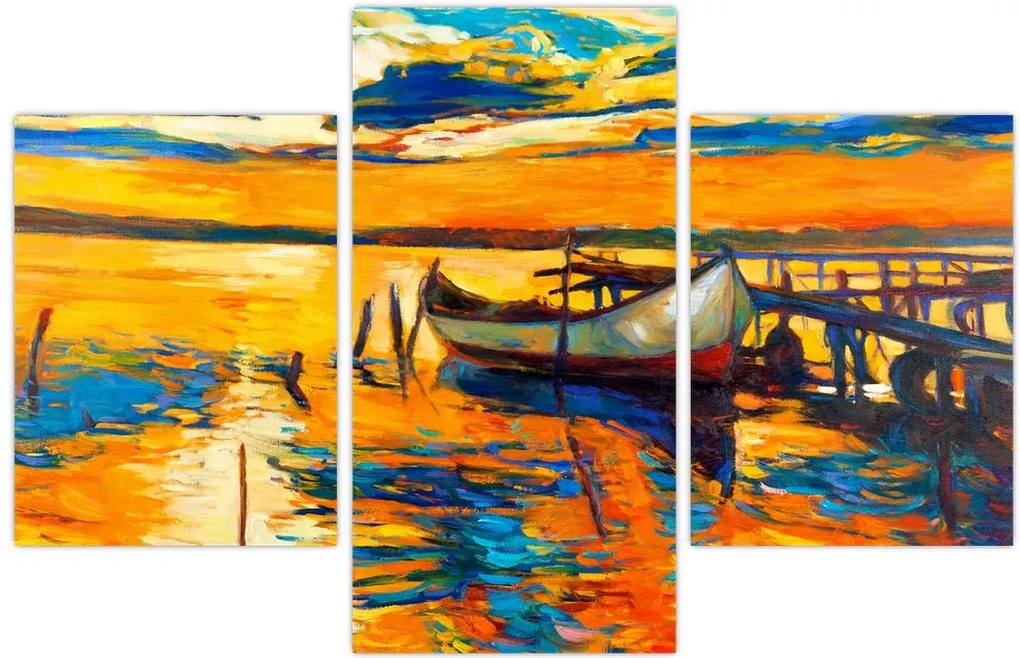 Tablou - Barca la apus de soare (90x60 cm)