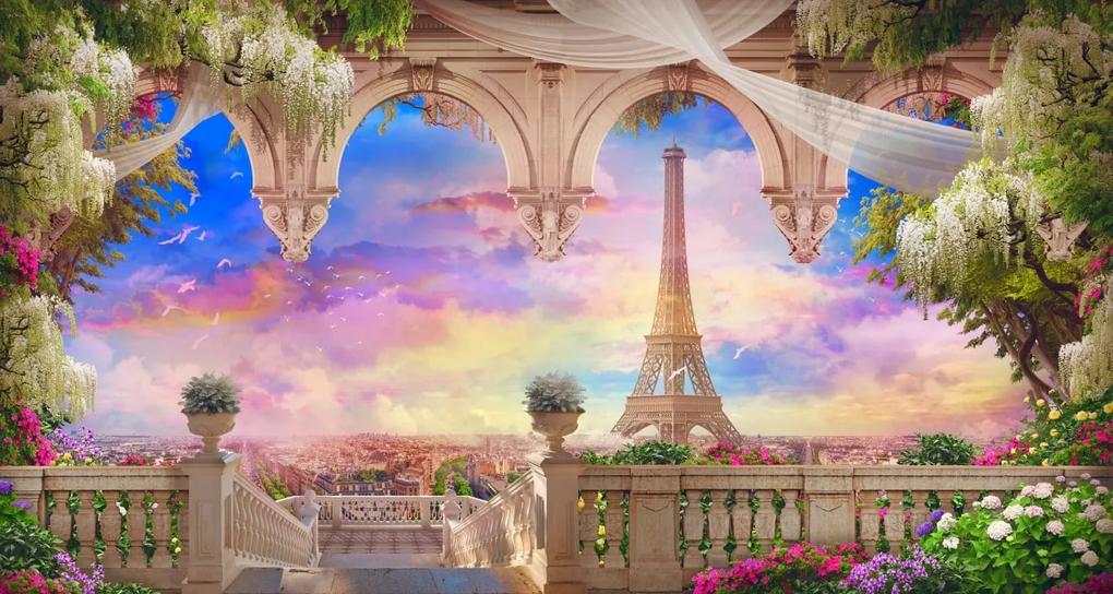 Tapet Premium Canvas - Abstract Turnul Eiffel din balcon