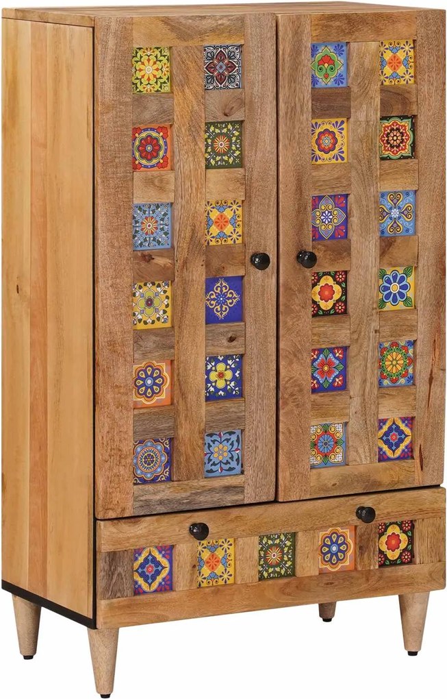 vidaXL Bufet cu sertar natural 60 x 33,5 x 100 cm Lemn de mango solid