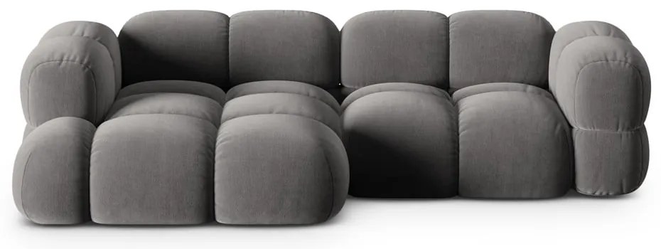 Colțar gri cu tapițerie din catifea (cu colț pe partea stângă/cu șezlong) Loretto – Cosmopolitan Design