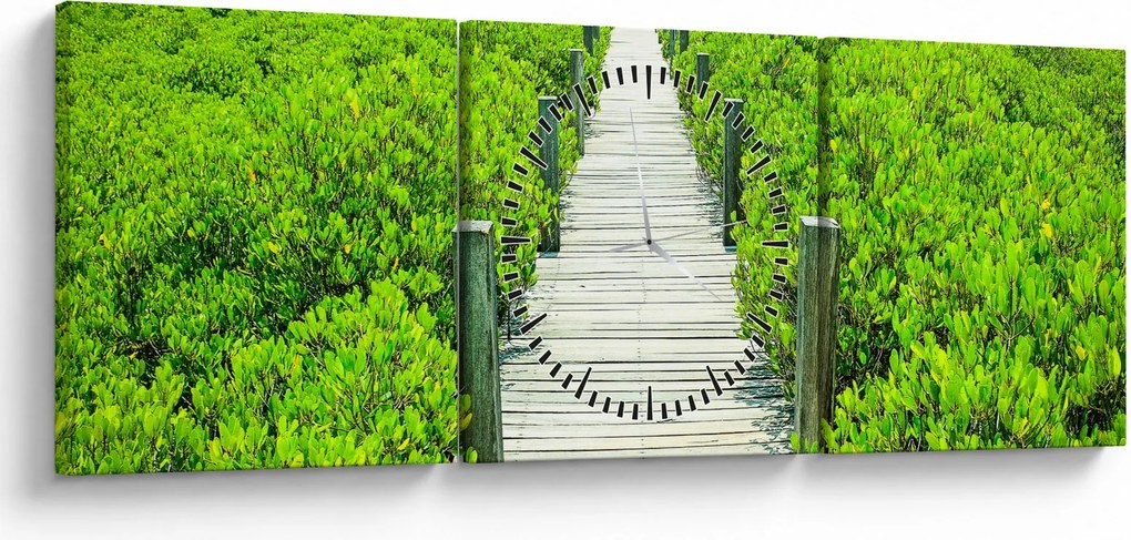 Tablou - poteca din lemn (cu ceas) (90x30 cm)