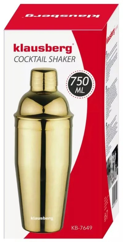 Shaker pentru cocktailuri Klausberg KB 7649, 750 ml, cu finisaj oglindă, auriu