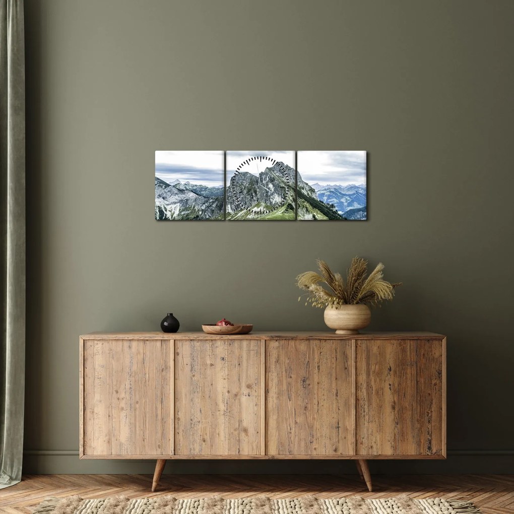 Tablou - Crestele munților (cu ceas) (90x30 cm)