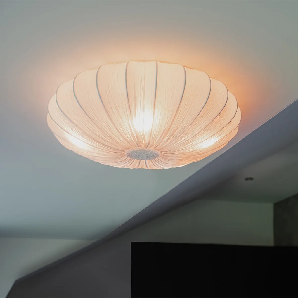Plafoniera de design albă din mătase 60 cm cu 5 lumini - Plu