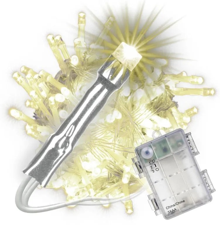 Lanț LED de Crăciun - 10 m, 100 diode, alb cald