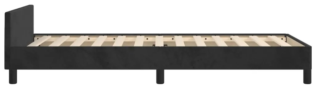 Cadru de pat cu tablie, negru, 90x190 cm, catifea Negru, 90 x 190 cm