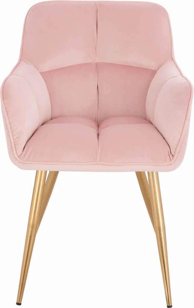 HR550 Scaun Roz Pudra Catifea cu Bază Aurie