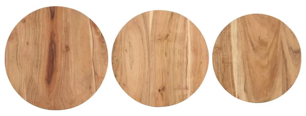 Mese laterale, 3 buc., lemn masiv de acacia 3, lemn masiv de acacia
