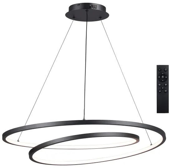 Brilagi-LED Lustra dimabilă suspendată pe cablu TWISTER LED/105W/230V Ø100 cm, neagră, cu telecomandă