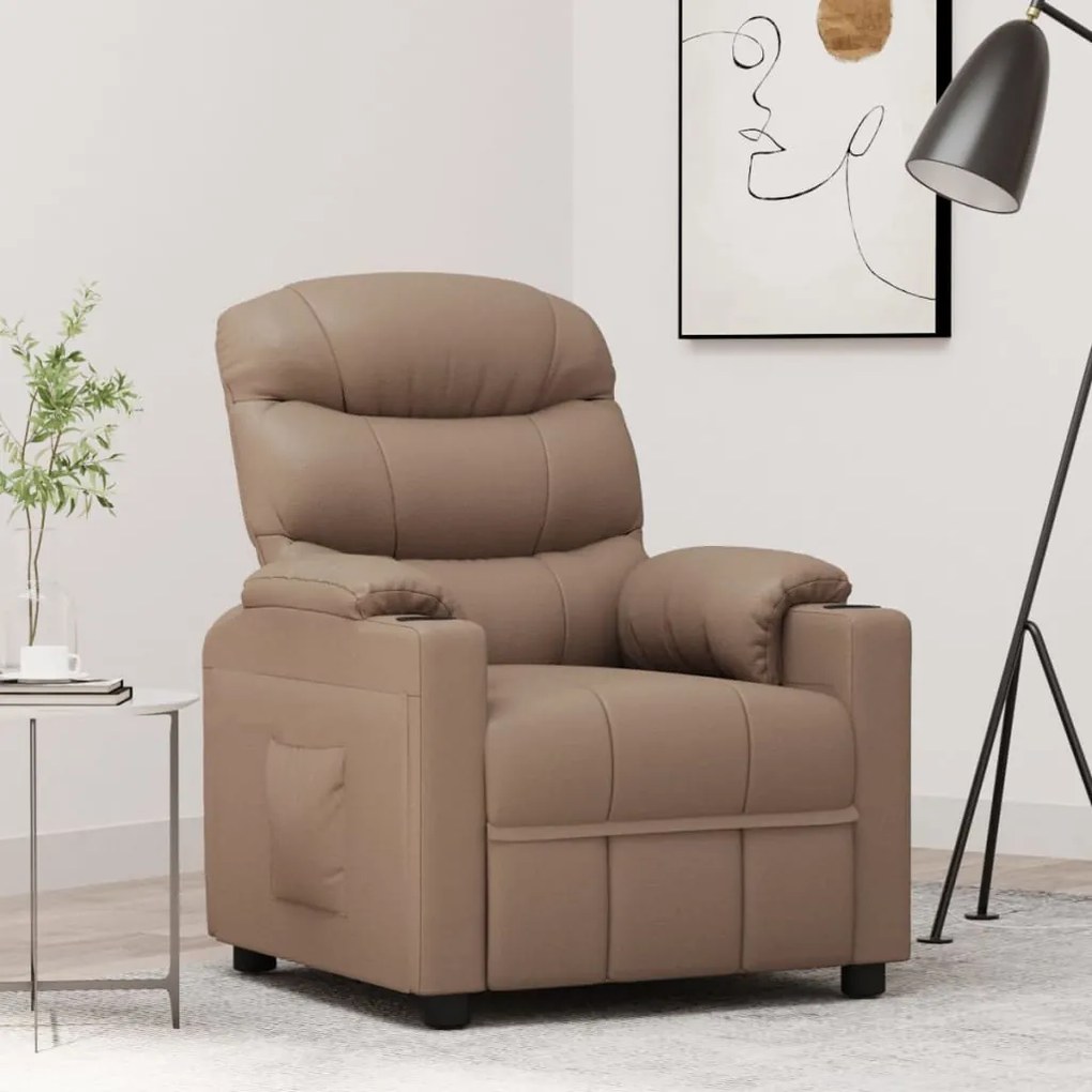 348062 vidaXL Fotoliu rabatabil, cappuccino, piele ecologică
